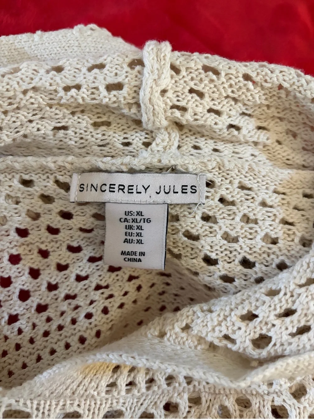 Sincerly Jules Cream Open-Knit Hooded Sweater
